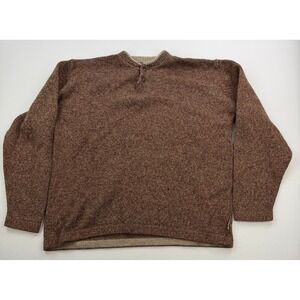 Woolrich Sweater Mens Large Brown Long Sleeve Mustang Heather Wool Blend Henley